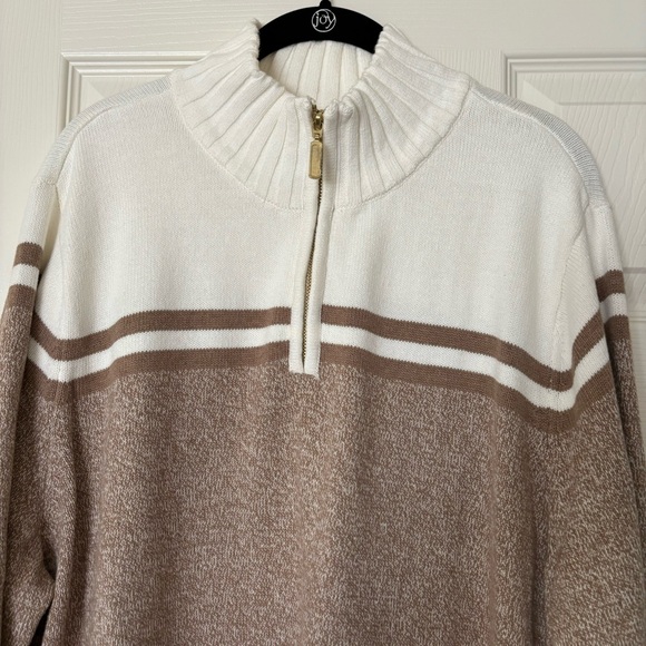 Karen Scott Woman 1/4 Zip Mock Neck Sweater Chestnut Heather, 3X, NWT - Picture 4 of 12